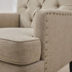 Set of 2 Arm Chair Upholstered Button Tufted Accent Chair with Lumbar Pillow Beige/ Grey/ Light Blue - image 38