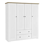Freestanding 4-Door Wardrobe Armoire with 2 Drawers and Hanging Rods for Clothes Storage - image 6