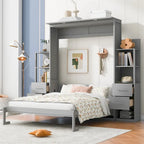 Merax Murphy Bed with Shelves, Drawers, and Integrated LED Lighting - image 1
