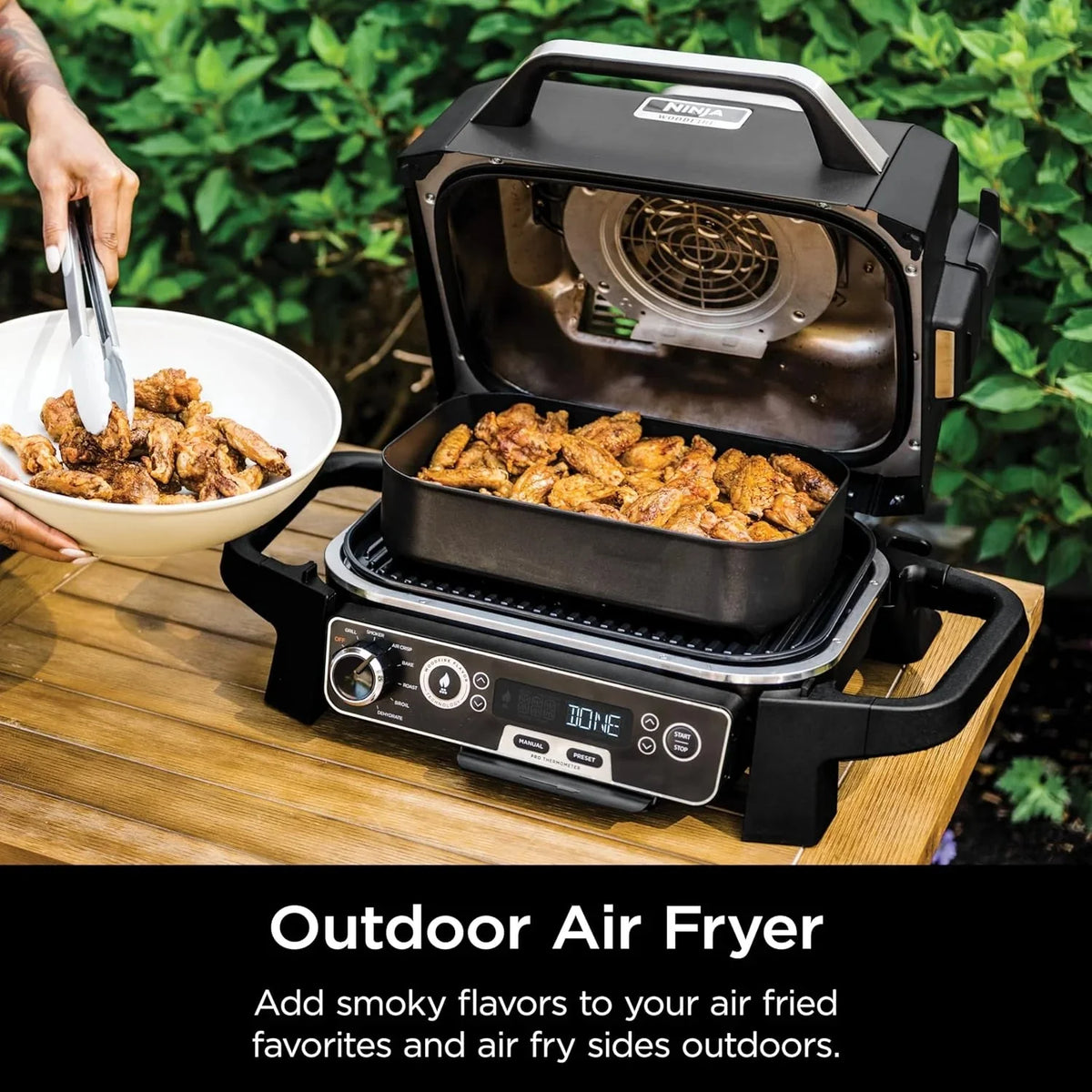 7-in-1 Grill & Smoker with Thermometer, Air Fryer, BBQ, Bake, Roast, Broil - Portable Electric Outdoor Grill, Grey - image 27