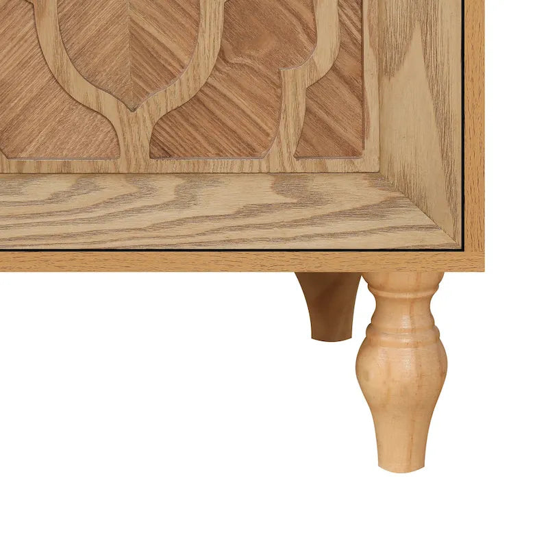 Large Floral Carved Storage Cabinet - Sideboard Buffet - image 11