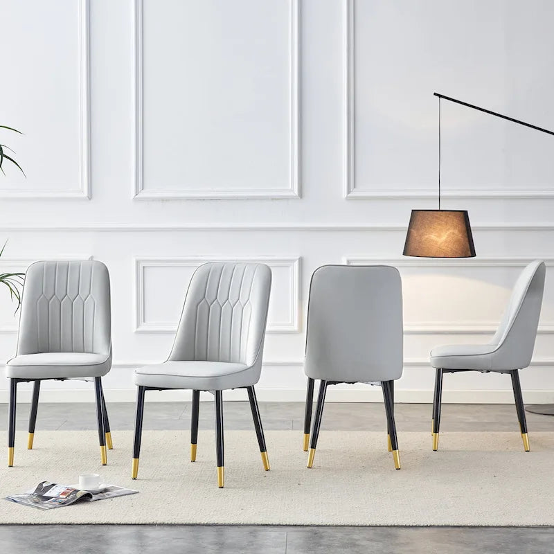Contemporary Set of 4 Faux Leather Dining Chairs with Cushioned Backrests and Metal Legs – Ideal for Dining Rooms, Living Rooms, and Bedrooms - image 5
