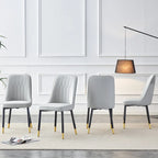 Contemporary Set of 4 Faux Leather Dining Chairs with Cushioned Backrests and Metal Legs – Ideal for Dining Rooms, Living Rooms, and Bedrooms - image 5