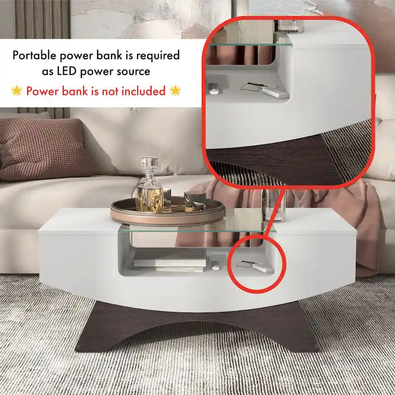 Angelic Contemporary Storage Coffee Table with Glass Insert by Furniture of America - image 3