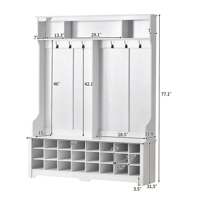 Merax Versatile Hall Tree with Hooks, Shelves, and 24 Shoe Storage Cubbies - image 7