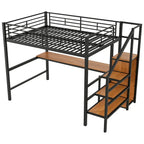 Complete Loft Bed Set with Desk, Storage Staircase, Compact Wardrobe, and LED Lighting - image 12