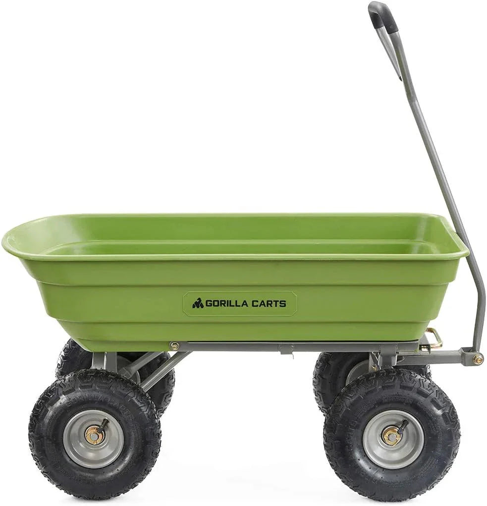 Heavy Duty Poly Utility Dump Wagon Garden Cart w/Pneumatic Tires, 6 Cu Ft - 1200 lb Capacity Outdoor Wheelbarrow for Yard, Landscaping & Gardening, Lawn Tractor or ATV Towable-Gorilla Carts - image 22