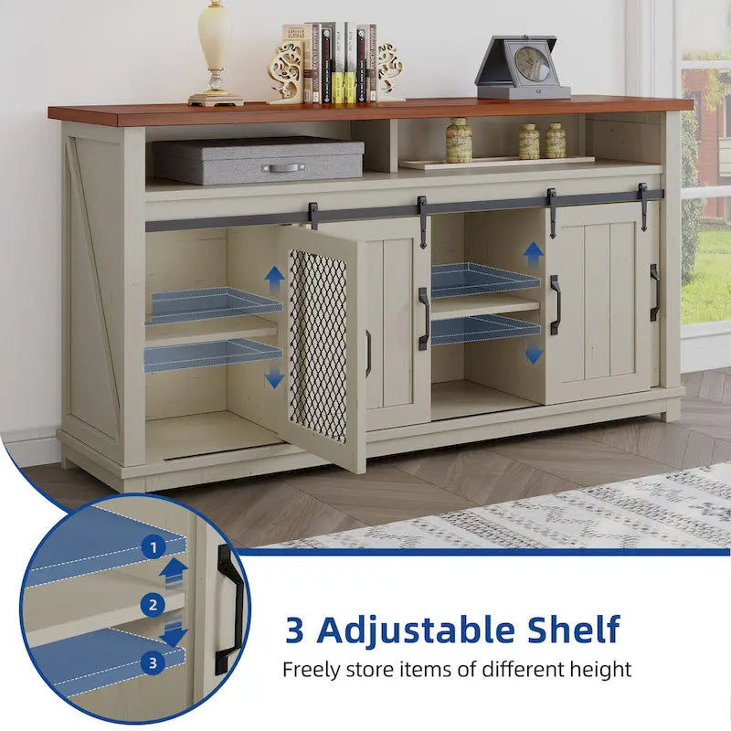 Moasis Farmhouse Industrial Sideboard Buffet Cabinet with Doors and Shelving - image 4