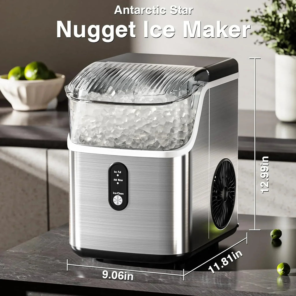 Nugget Ice Makers Countertop, Pebble Ice Machine with Chewable Pellet Ice, 34Lbs/24H, Self-Cleaning, Sonic Ice, One-Click Operation, for Kitchen,Office Stainless Steel Black - image 8