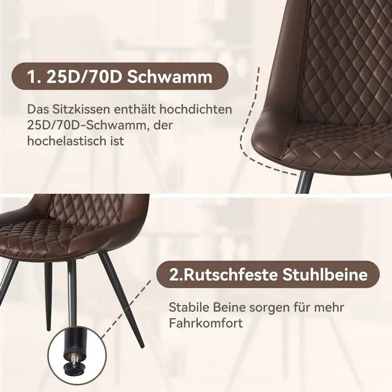 Set of 2 Leather Dining Chairs with Metal Legs - image 18
