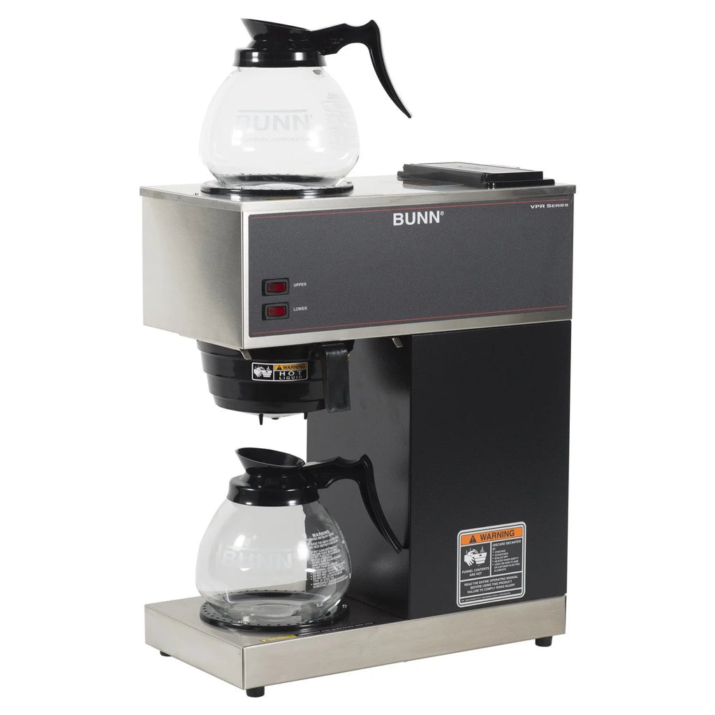 12-Cup Pourover Coffee Maker, Black, with Upper & Lower Warmers, 2 Glass Decanters, Commercial Use - image 3
