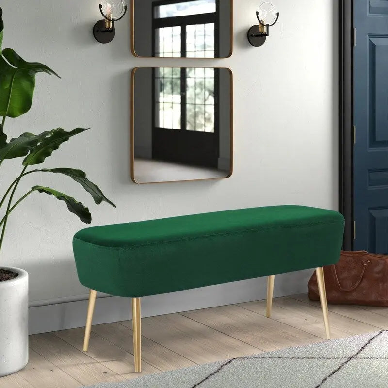 Adeco Velvet Footrest Bench with Metal Legs - Stylish Bed End Stool and Dressing Chair - image 11