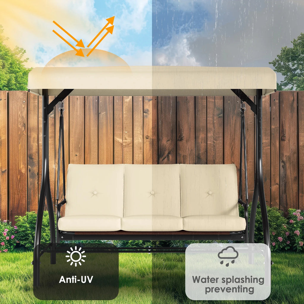 Pirecart 3 Person Patio Porch Swing Outdoor Converting Swing Glider Hammock with Adjustable Canopy, Cushions, Red - image 17