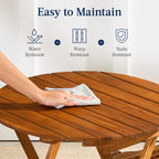 Best Choice Products 3-Piece Acacia Wood Bistro Set, Folding Patio Furniture w/ 2 Chairs, Table - Natural - image 11
