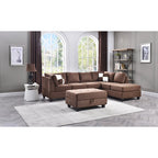 Malone 111-Inch Suede 4-Seater Sectional Sofa with Two Throw Pillows - Dimensions: 111L x 78W x 34H - image 23