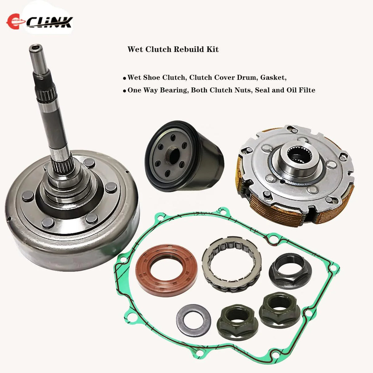Wet Clutch Rebuild Kit,Shoe,Drum,One Way Bearing,Filter,Nuts Fits for HiSUN UTV 500 700,HS700,MSU500,MASSIMO Bennche COLEMAN POWERSPORTS QLINK Supermach - image 7