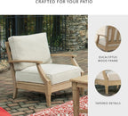 Signature Design by Ashley Clare View Coastal Outdoor Patio Eucalyptus Sofa with Cushions, Beige - image 10