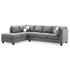 Malone 111-Inch Suede 4-Seater Sectional Sofa with Two Throw Pillows - Dimensions: 111L x 78W x 34H - image 32
