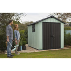 Oakland 7 x 7 FT Rustic Worn Wooden Texture Storage Shed with High Ceiling And Victorian Window - image 12