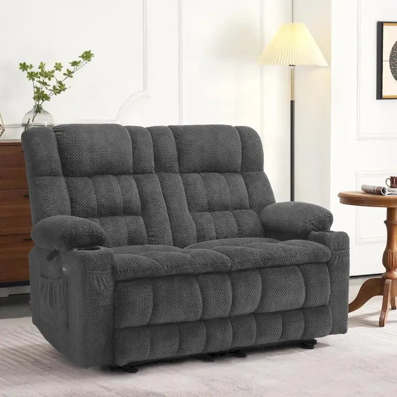 MCombo Power Loveseat Recliner, Electric Reclining Loveseat Sofa with Heat and Vibration, Cupholders, USB Charge Ports RS6314 - image 15