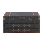 Roche River Decor Faux Leather or Linen Fabric Coffee Table Trunk with 2 Drawers and Buckle Hinged Top - Available in Dark Blue or Brown - image 8