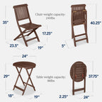Best Choice Products 3-Piece Acacia Wood Bistro Set, Folding Patio Furniture w/ 2 Chairs, Table - Natural - image 49