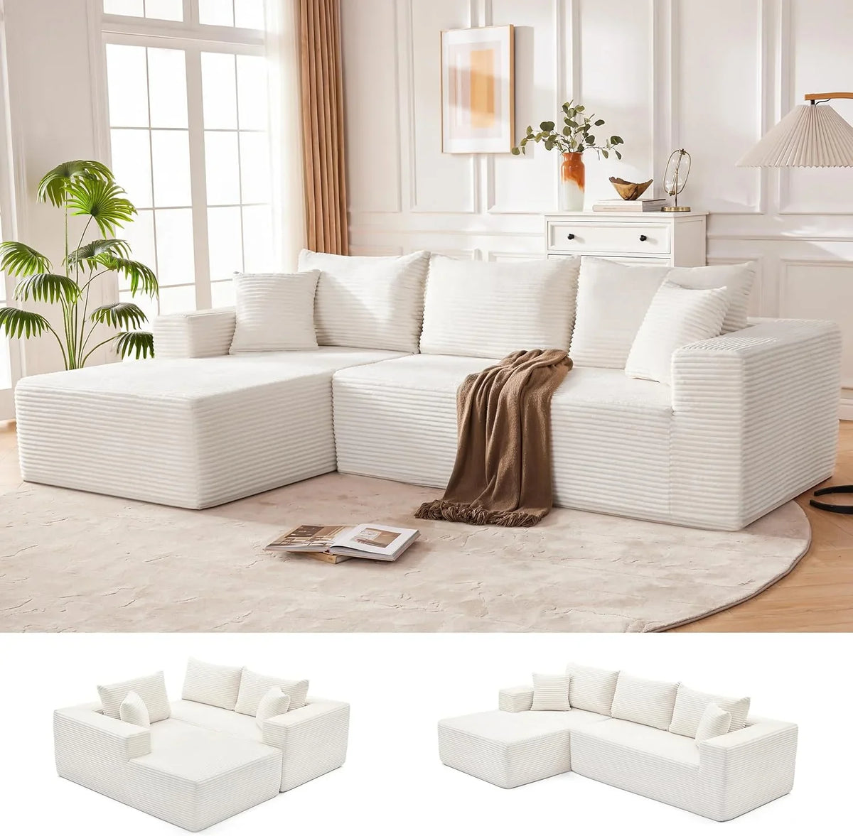 110 Cloud Sectional Couch, Boneless Sofa for Living Room Modular Sectional Sofa with Deep Seat - image 6