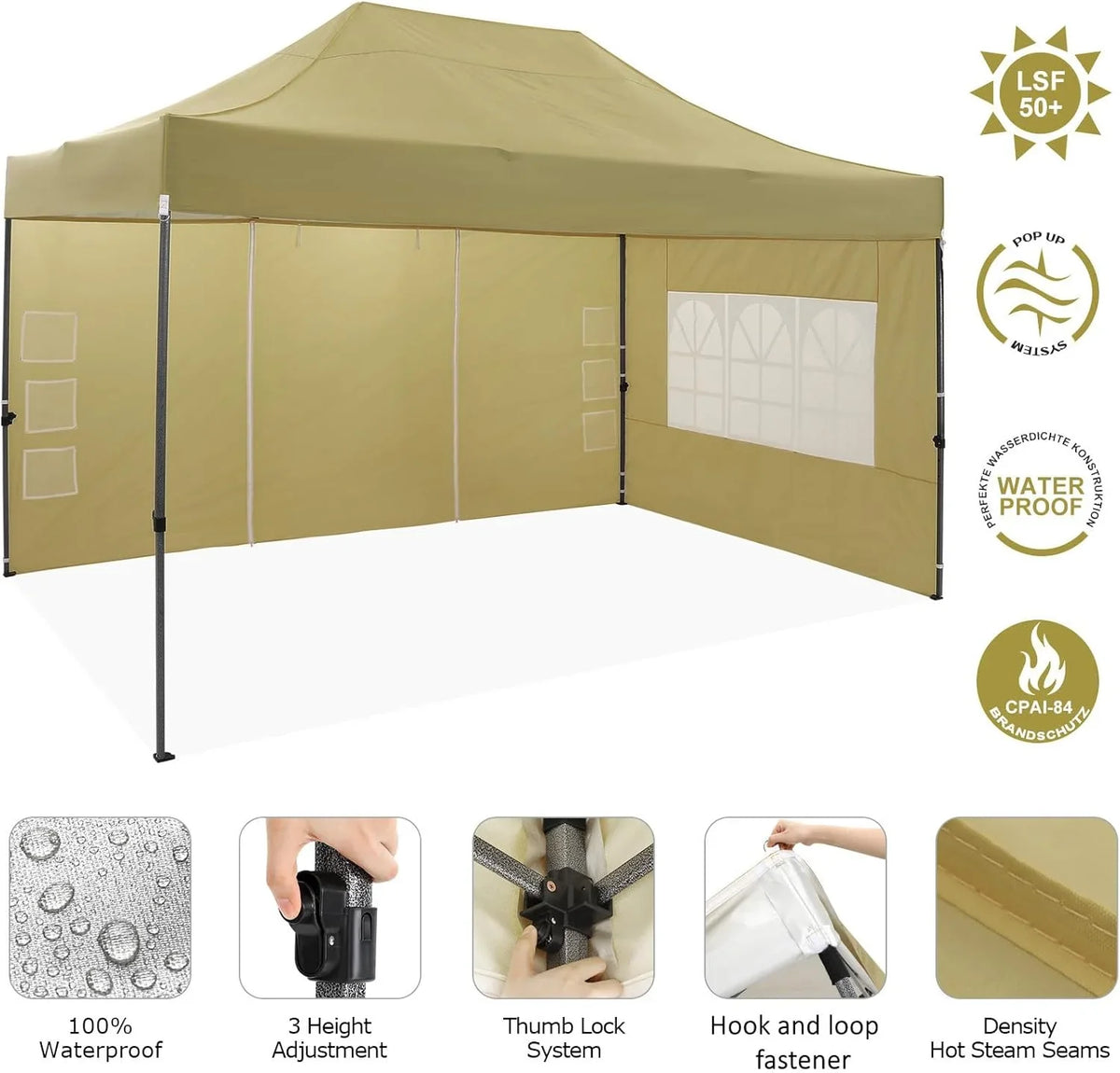 COBIZI 10x20 Heavy Duty Pop up Canopy Tent with 6 sidewalls Easy Up Commercial Outdoor Canopy Wedding Party Tents for Parties All Season Wind & Waterproof Gazebo with Roller Bag,Black(Frame Thickened) - image 156