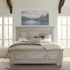 Farmhouse Panel Bed with Wooden Frame and Slat Support - image 1