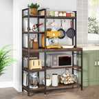 43-Inch Kitchen Bakers Rack with Microwave Stand - 5-Tier Utility Storage Shelf and 10 Hooks for Kitchen and Living Room - image 7