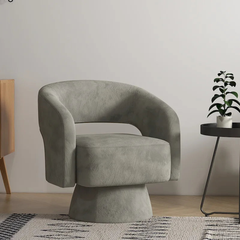 Modern Upholstered Armchair with 360-Degree Swivel Design - image 1