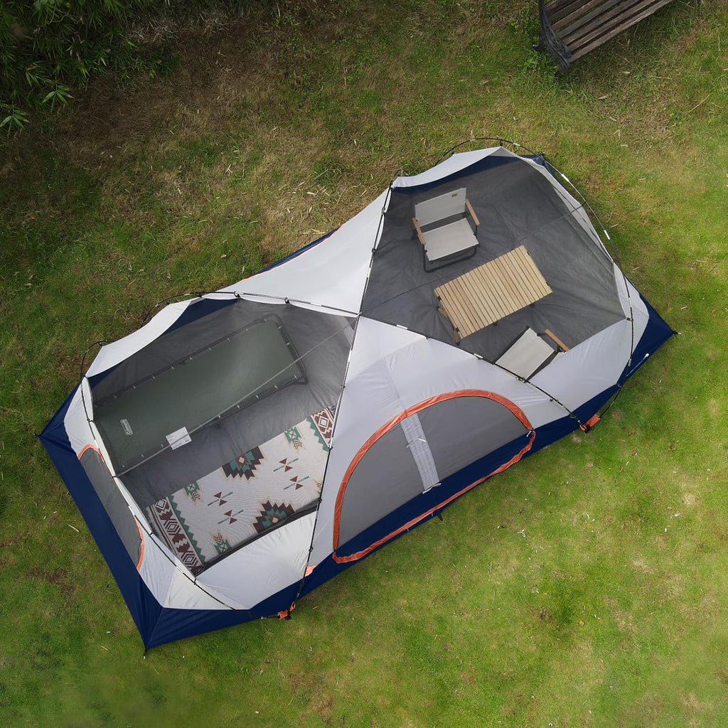 UNP Camping Tent 10-Person-Family Tents, Parties, Music Festival Tent, Big, Easy Up, 5 Large Mesh Windows, Double Layer, 2 Room, Waterproof, Weather Resistant, 18ft x 9ft x78in - image 48