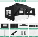 COBIZI 10x20 Heavy Duty Pop up Canopy Tent with 6 sidewalls Easy Up Commercial Outdoor Canopy Wedding Party Tents for Parties All Season Wind & Waterproof Gazebo with Roller Bag,Black(Frame Thickened) - image 220