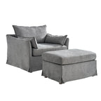 Sophie Contemporary Oversized Slipcovered Armchair and Ottoman with Lockable Rear Wheels - image 25