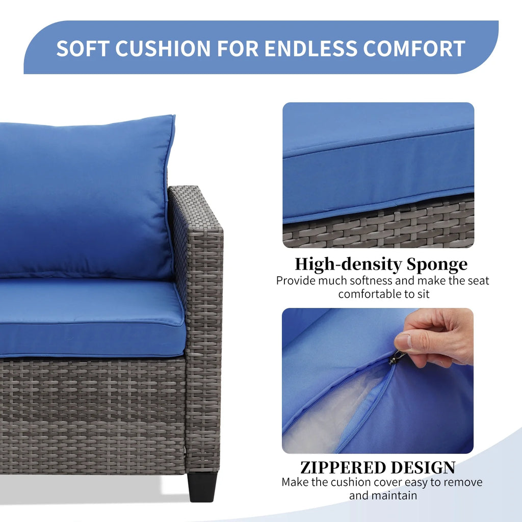 Ainfox 7 Pcs Outdoor Patio Furniture Sofa Set on Sale, Grey Rattan Grey Cushion - image 25
