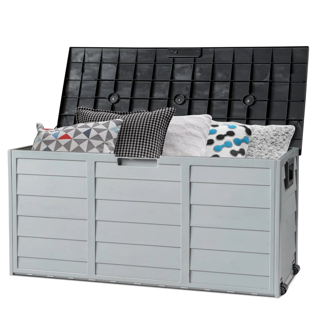 Ktaxon 75gal Outdoor Garden Plastic Storage Deck Box Chest Tools Cushions Toys Black - image 2