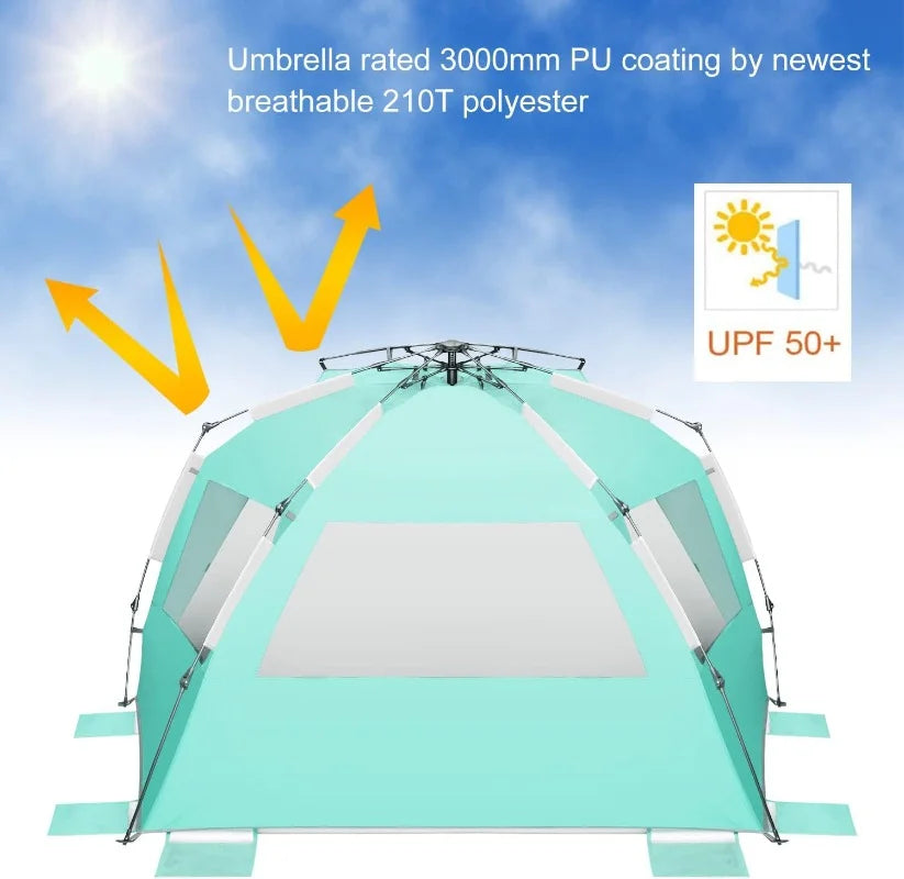 Large Pop Up Beach Tent Sun Shelter for 5-6 Person Portable Sun Shade Instant Tent - image 4