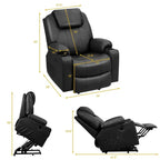 Electric Power Lift Recliner, Leather Massage Reclining Sofa, Elderly Lift Chair with Lumbar Heating & 8 Vibrating Nodes, Cup Holder, USB Port - image 24