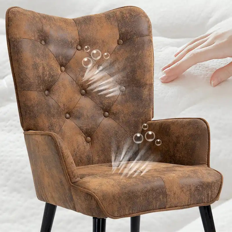 AVAWING Tufted Wingback Accent Chair with Arms - Rustic Design - image 5