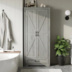 YouTrend 69" Tall Kitchen Pantry,Farmhouse Storage Cabinet with 2 Barn Doors 4 Adjustable Shelves and Large Drawer for Dining Room,Living Room,Bathroom,White - image 18