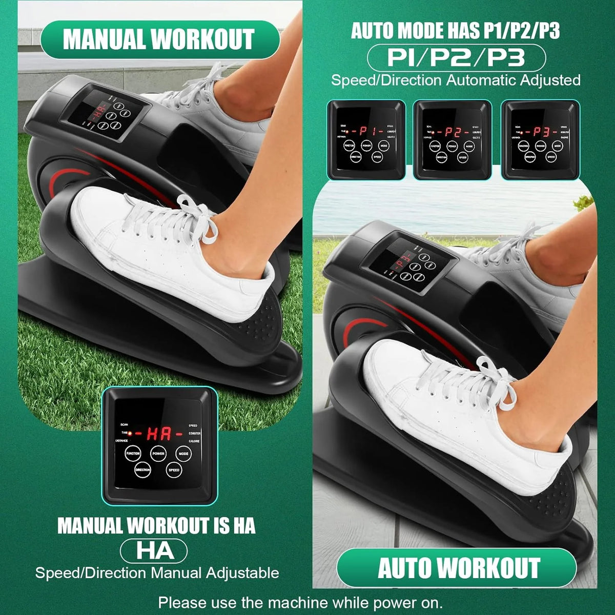 Under Desk Elliptical, Electric Ellipse Leg Exerciser While Sitting for Seniors Adults, Quiet Portable Motorized Seated Foot Pedal Exerciser with Remote Control for Home Office Use - image 6