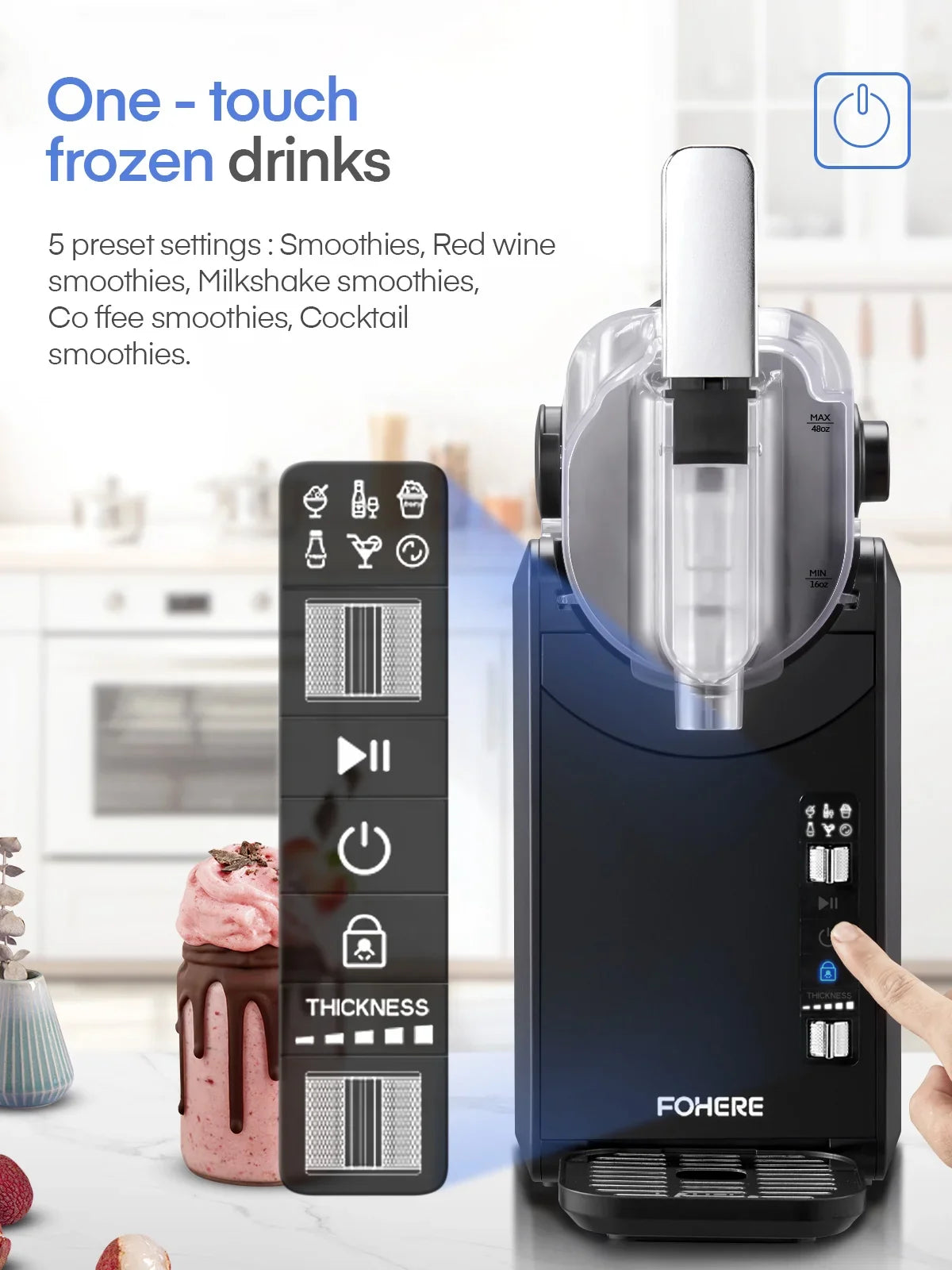 5-in-1 Slushie Machine, No Ice Needed, 15 Min Slushy Machine for Home with Self-Cleaning, Professional Frozen Drink Maker, 5 Preset Programs, Frozen Margaritas, Frapp??s, Milkshakes, and More, FOHERE - image 3