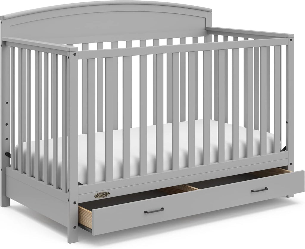 5-in-1 Convertible Baby Bed (with drawers, white) - Green Guardian Gold Certification, built-in baby bed storage drawer, convertible to toddler bed, day bed and full-size bed - image 1