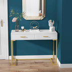 Modern Computer Desk with 2 Drawers - Stylish Study Writing Table with Storage for Home Office - image 19
