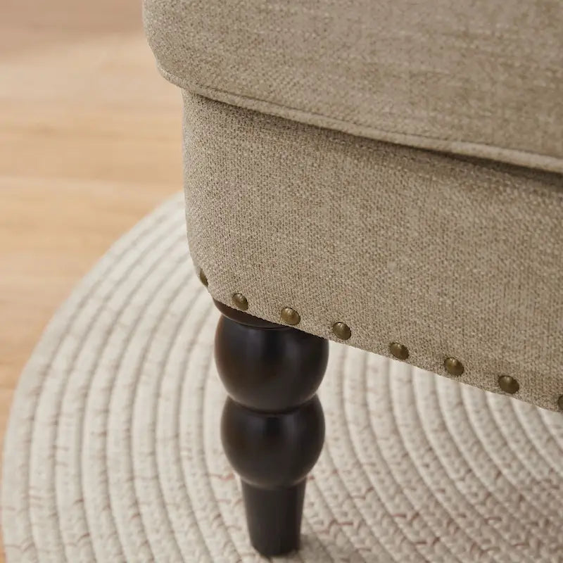 Set of 2 Arm Chair Upholstered Button Tufted Accent Chair with Lumbar Pillow Beige/ Grey/ Light Blue - image 40