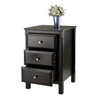 Elegant Black Wooden Nightstand with 3 Generous Storage Drawers - Dimensions: 15.75L x 15.75W x 23.63H - image 11