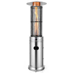 41000 BTU Standing Propane Patio Heater with Wheels, Stainless Steel Round Glass Tube Gas Outdoor Heater - image 1