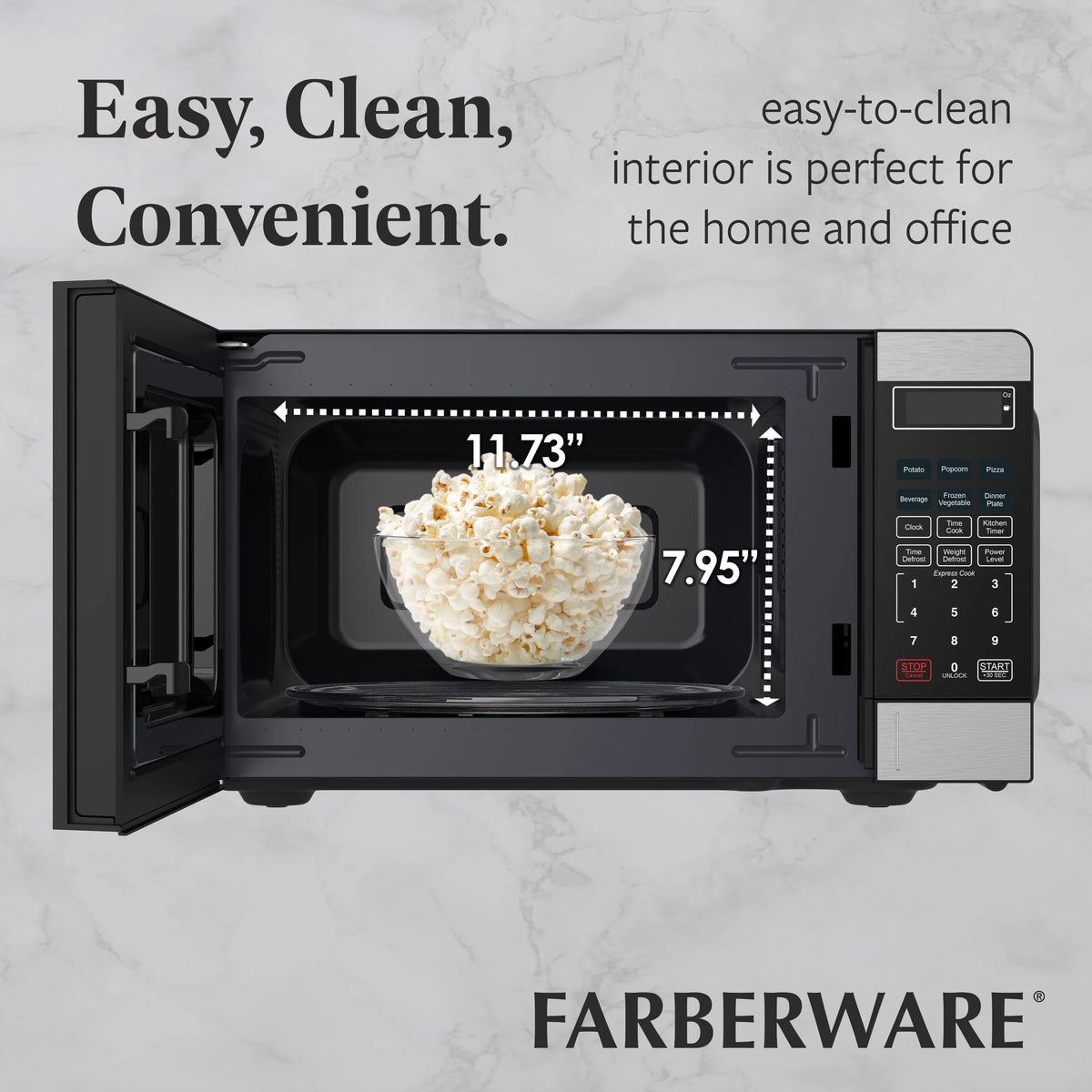 Farberware FMGZ09BKA 0.9 Cu. Ft. Microwave Oven, 900W, Digital Control, LED Display, 6 Cooking Presets, Black - image 44