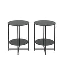 Black 2-Piece Tempered Glass End Table Set - Round Coffee Table for Bedroom, Living Room, and Office - image 2
