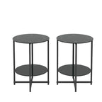 Black 2-Piece Tempered Glass End Table Set - Round Coffee Table for Bedroom, Living Room, and Office - image 2